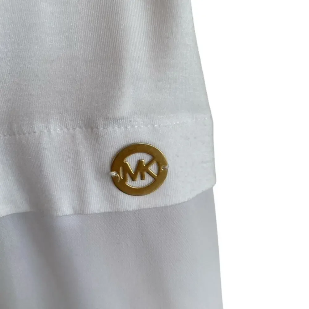 Michael Kors White Mixed Media Sleeveless Blouse - Large